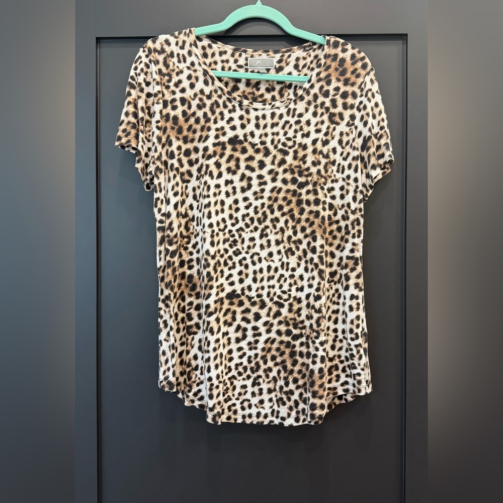 JM Collection Animal Print Leopard  Top - Brown and Black Size Small
